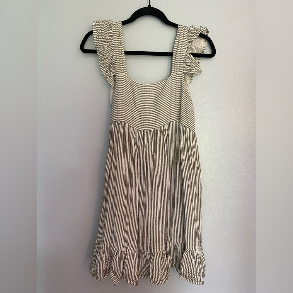 Striped Mini Dress with Ruffle Sleeves